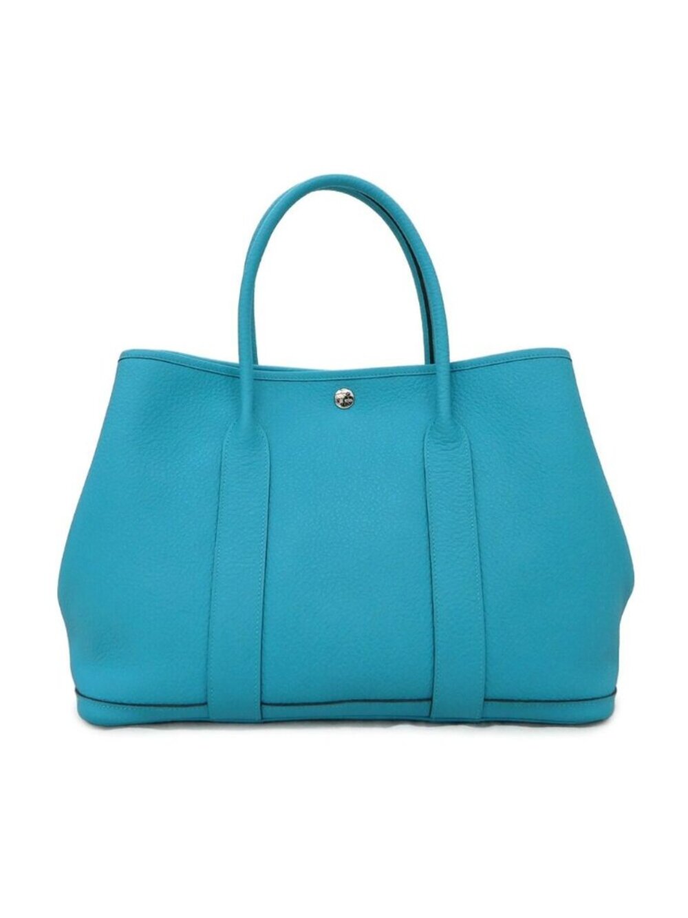 Hermes Garden Party PM 36 Turquoise Negonda All Leather Silver Handbag